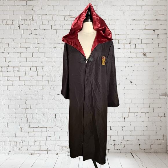 Halloween Harry Potter Gryffindor Black Cape Cloak Coat Pointed Hood Adult Large - Picture 1 of 8